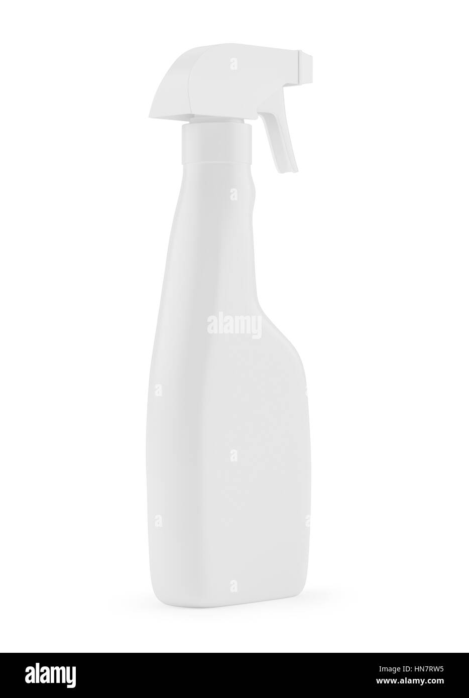 Blanco Blanco botella de detergente spray de plástico aislado en el fondo. Plantilla de embalaje boceto colección. Con trazado de recorte incluido. 3D rendering. Foto de stock