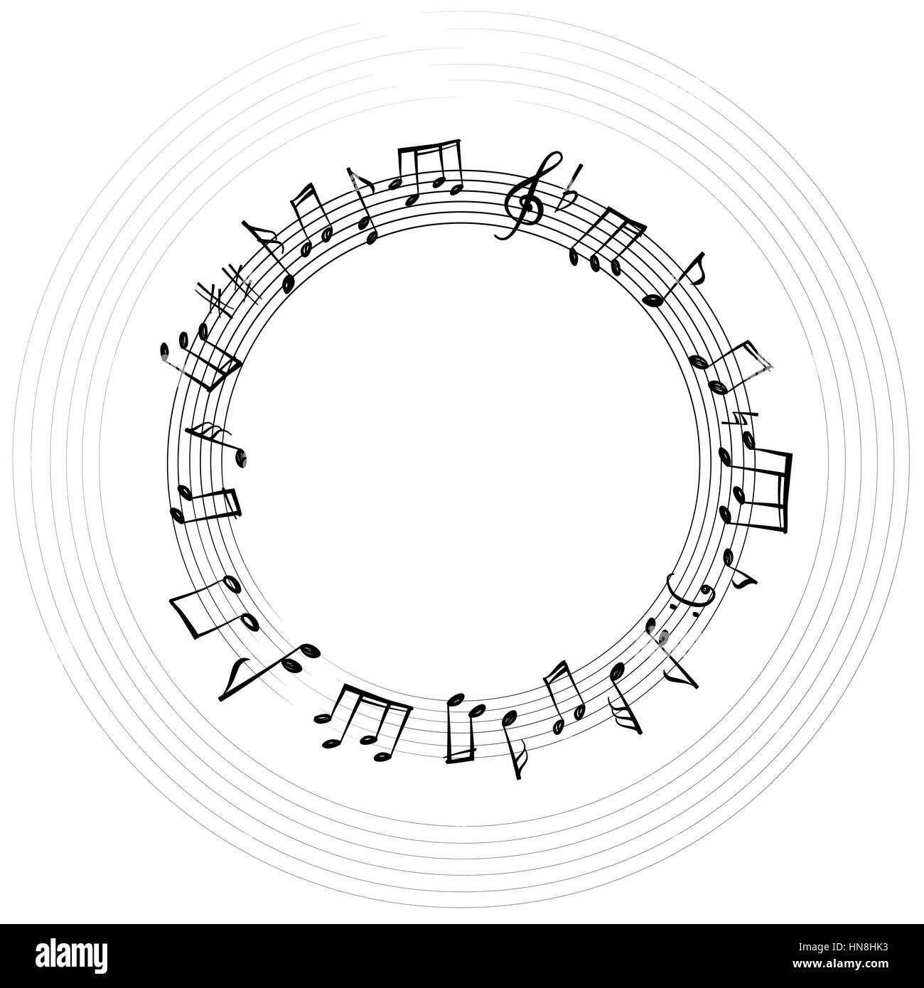 Borde de notas musicales. fondo musical. El estilo musical forma