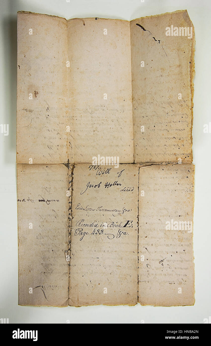 Antiguo manuscrito sobre pergamino amarillos Foto de stock