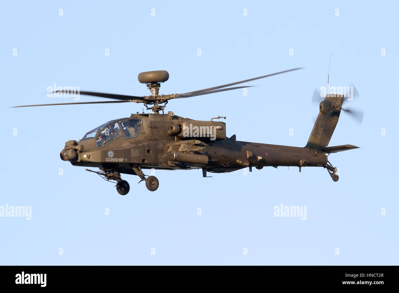 "Artillado 1' del Ejército del Aire Apache AH mostrar equipo durante una práctica pantalla Wattisham generales antes de la temporada de Airshow Foto de stock