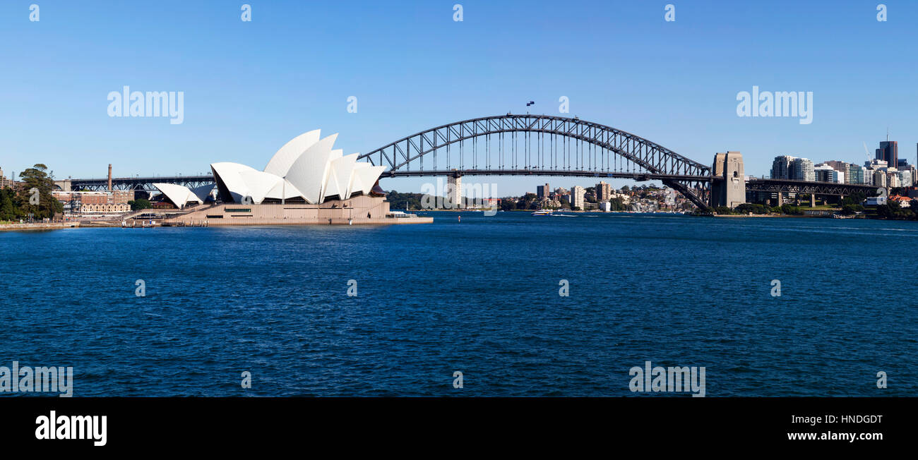 Sydney Opera House y el Puente Harbour, Sydney, Australia. Foto de stock