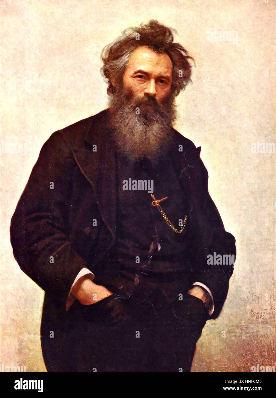Iván Shishkin (1832-1898) paisaje pintado por el artista ruso Iván Kramskoi, alrededor de 1880 Foto de stock
