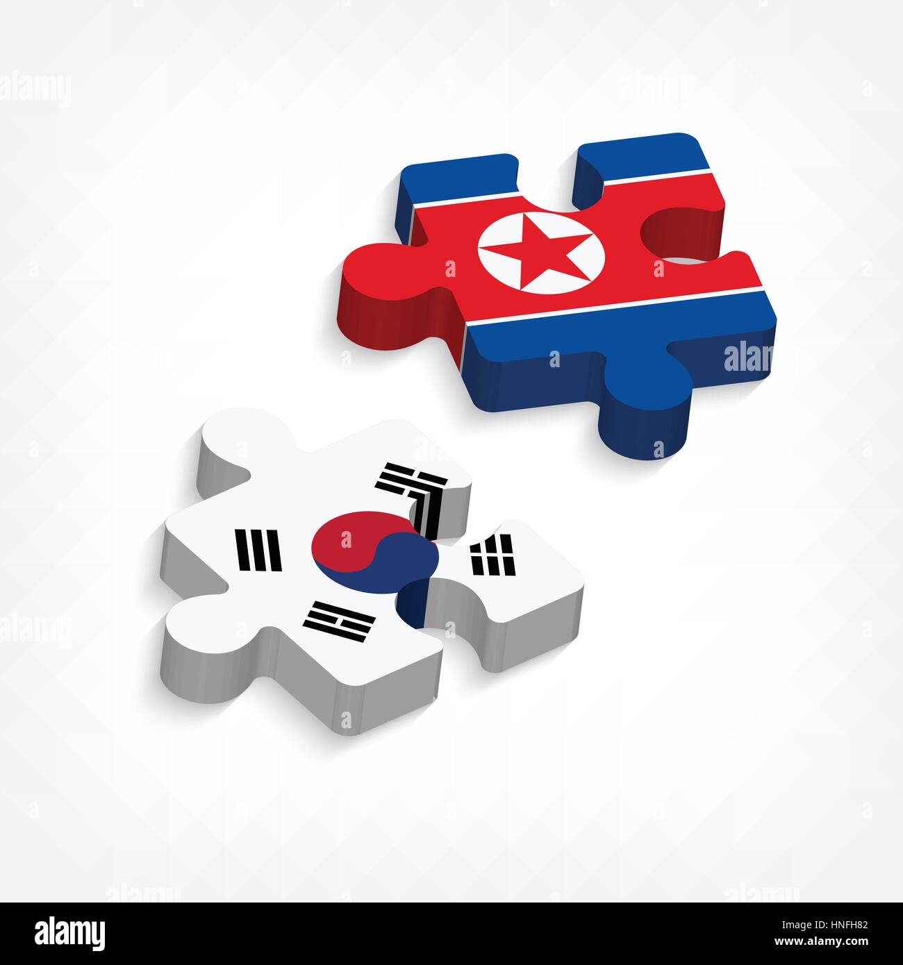 Rompecabezas de Corea del Sur y Corea del Norte ( político y confliction concepto ) ( 3 dimensión rompecabezas ) Ilustración del Vector