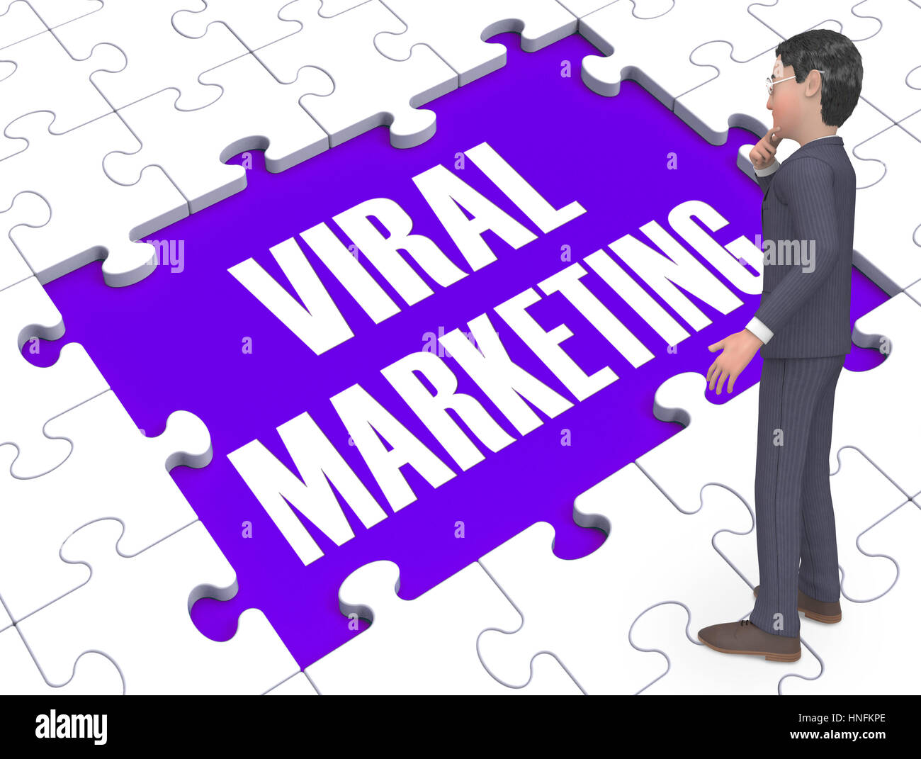 Marketing viral mostrando estrategias de publicidad y anuncios en medios de comunicación social 3D Rendering Foto de stock