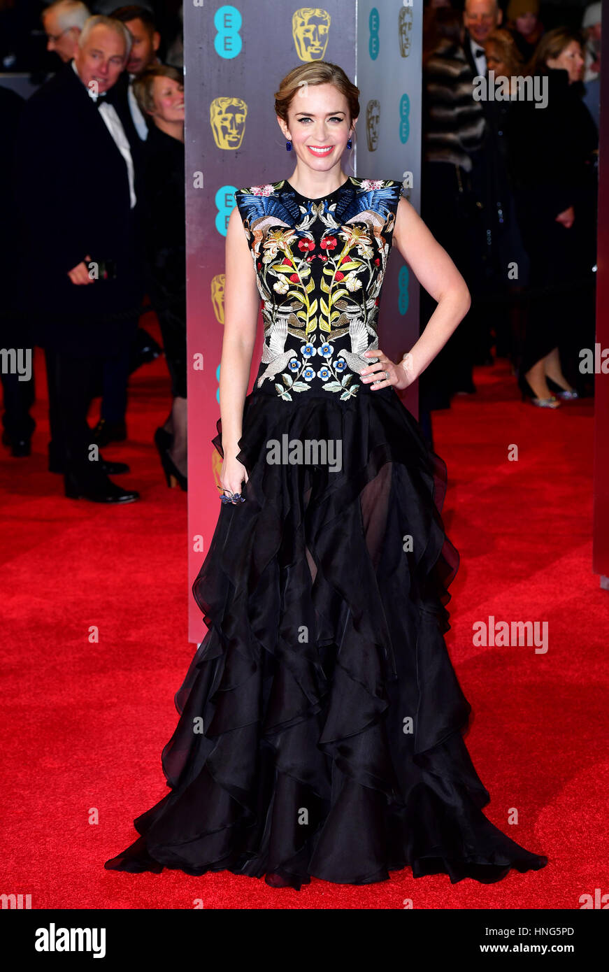 Emily Blunt asisten a los EE British Academy Film Awards celebrado en el Royal Albert Hall, Kensington Gore, Kensington, Londres. Foto de stock