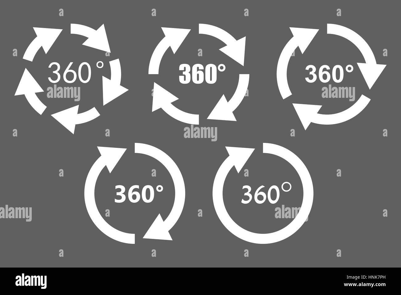Iconos de rotación de 360 grados Ilustración del Vector