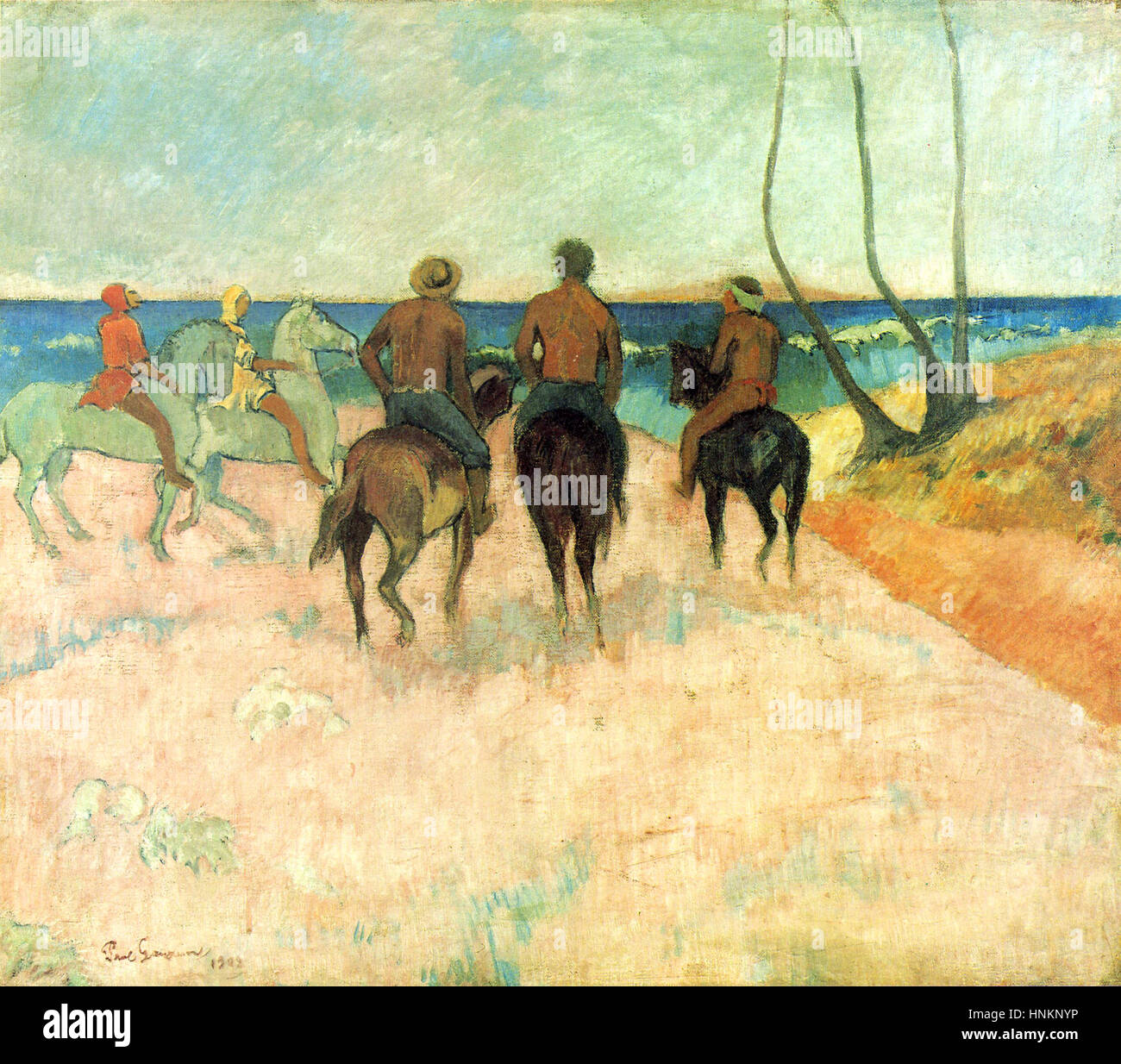 Los jinetes en la playa, por Paul Gauguin, 1902 Foto de stock