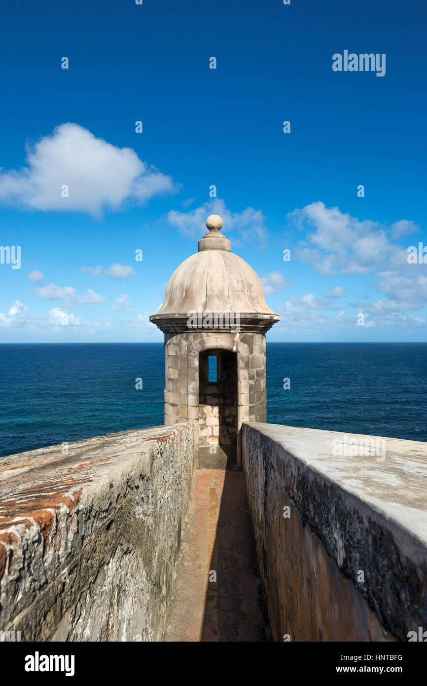 Garita Castillo San Felipe del Morro de la CIUDAD VIEJA DE SAN JUAN DE PUERTO RICO Foto de stock