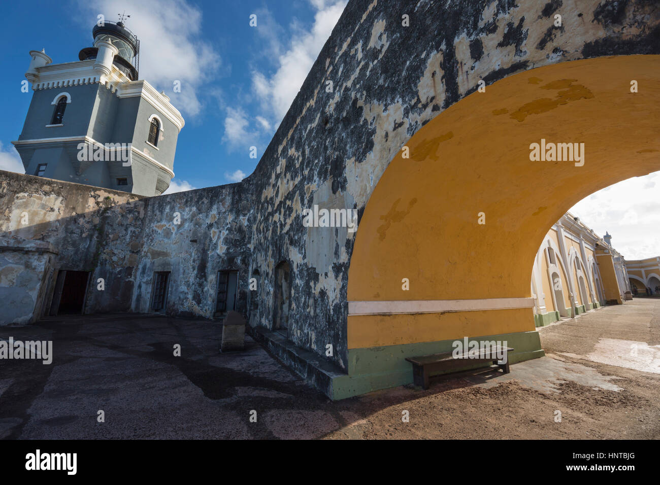 Faro arco Castillo San Felipe del Morro de la CIUDAD VIEJA DE SAN JUAN DE PUERTO RICO Foto de stock