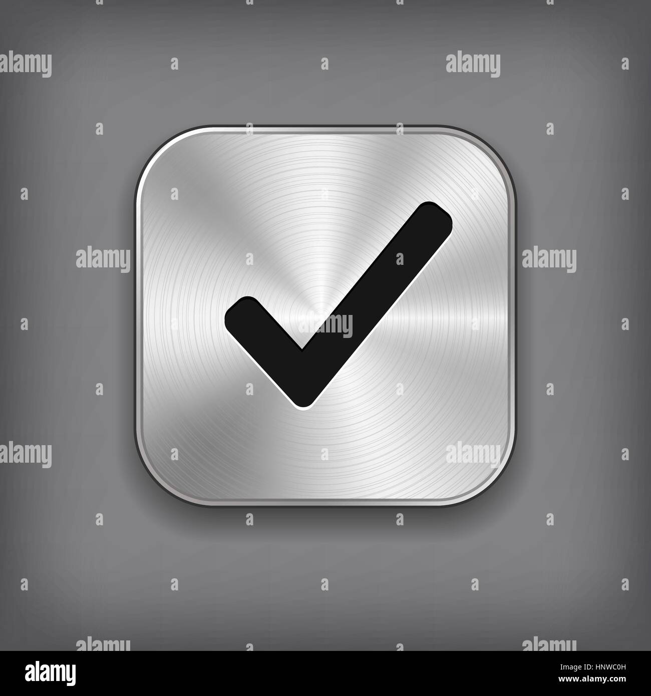 Icono de marca de verificación - vector app botón de metal Ilustración del Vector