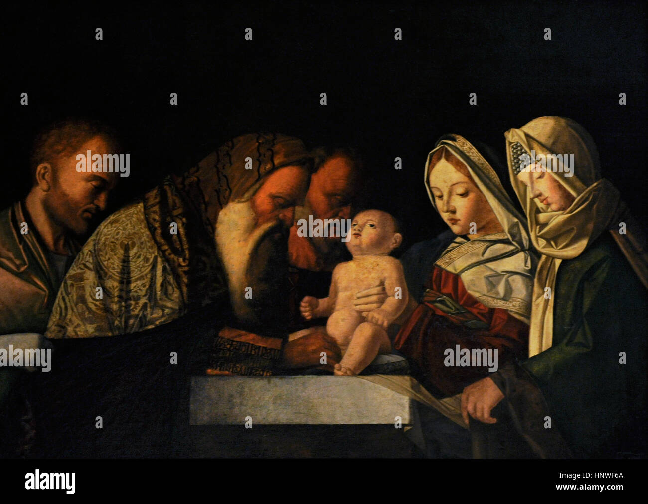 Giovanni Bellini (1432-1516). Pintor italiano. La circuncisión, ca. 1500. Colección de bourbon. Museo Nacional de Capodimonte. Nápoles. Italia. Foto de stock