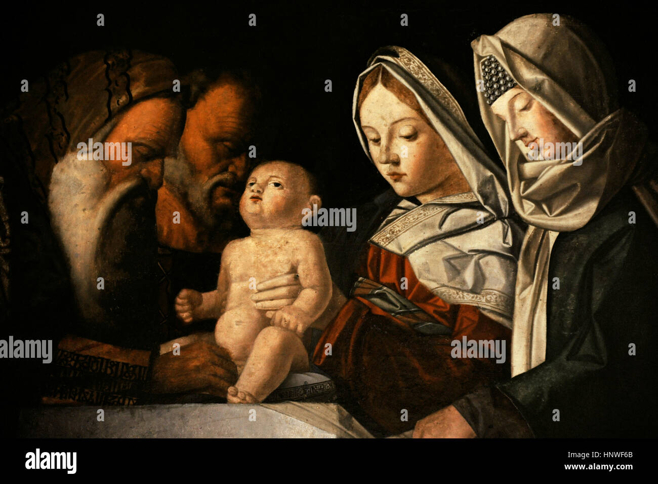 Giovanni Bellini (1432-1516). Pintor italiano. La circuncisión, ca. 1500. Colección de bourbon. Museo Nacional de Capodimonte. Nápoles. Italia. Foto de stock