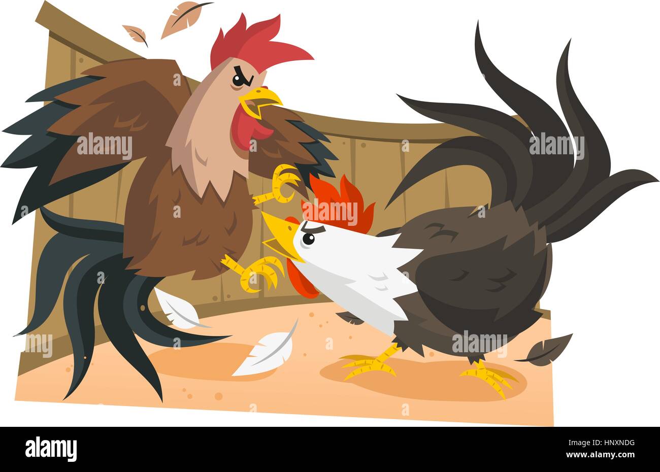 Peleas de gallos, pelea de gallos. Ilustración vectorial de dibujos  animados Imagen Vector de stock - Alamy