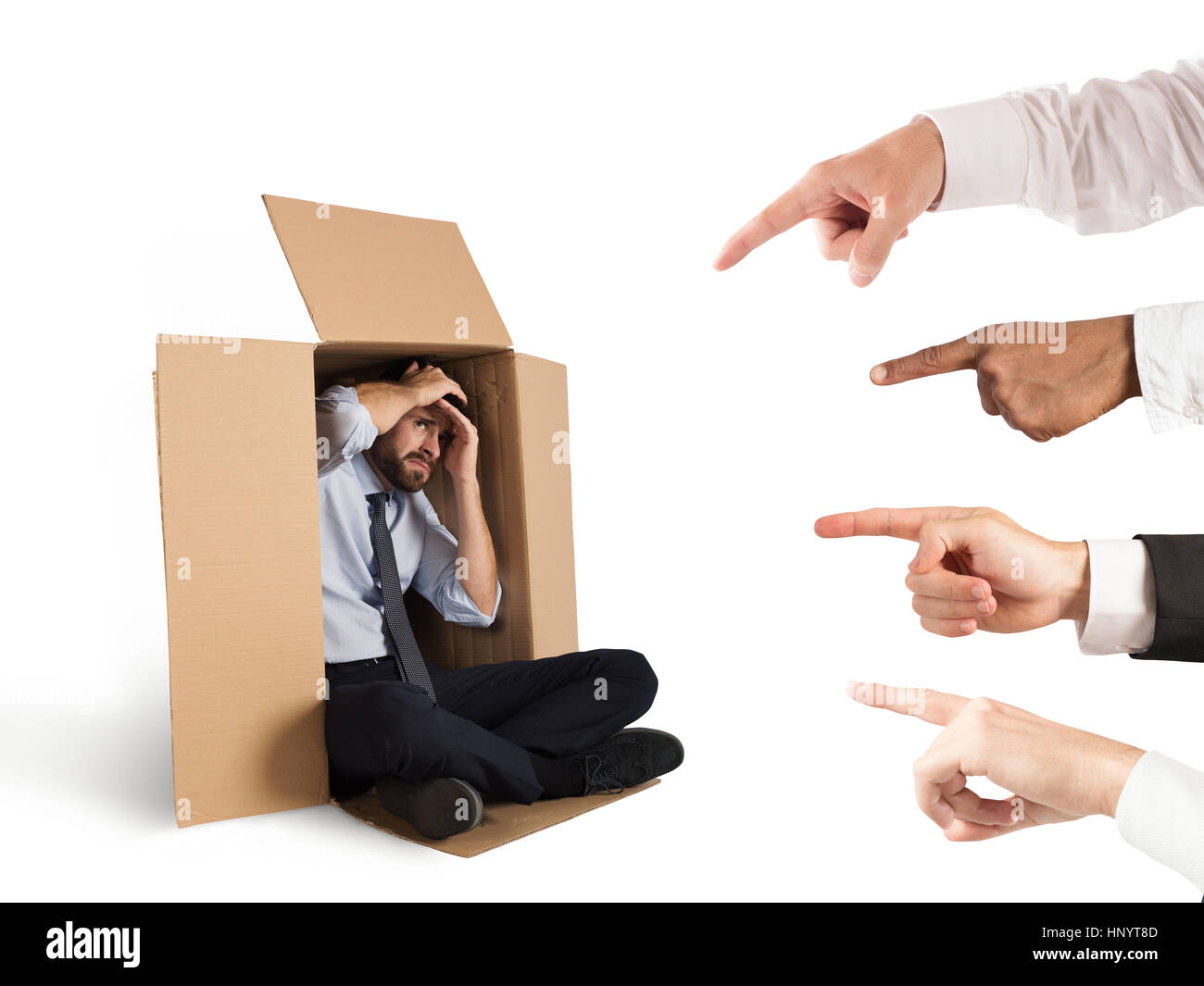 Culpable el empresario indicó por colegas Foto de stock