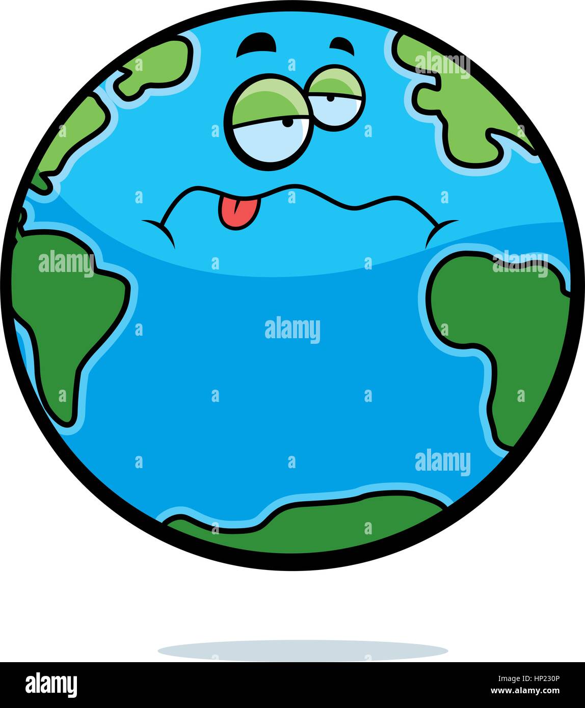 Una caricatura del planeta Tierra con una expresión de enfermos. Ilustración del Vector
