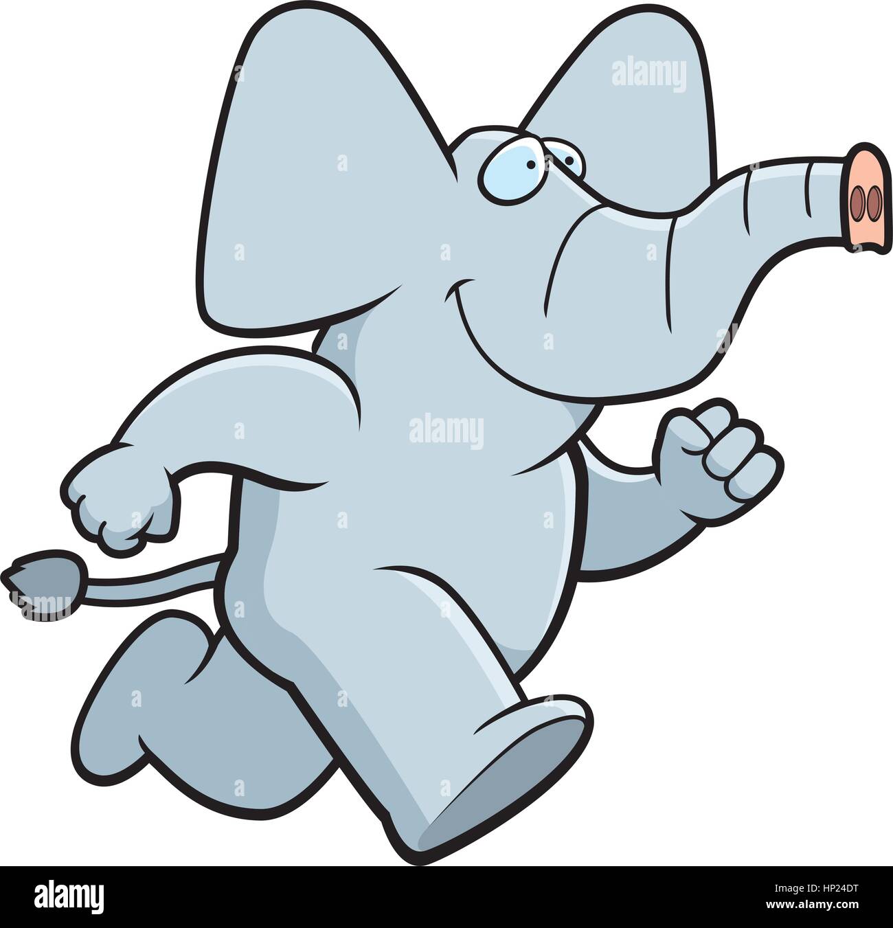 Un elefante de dibujos animados feliz corriendo y sonriente Imagen Vector  de stock - Alamy