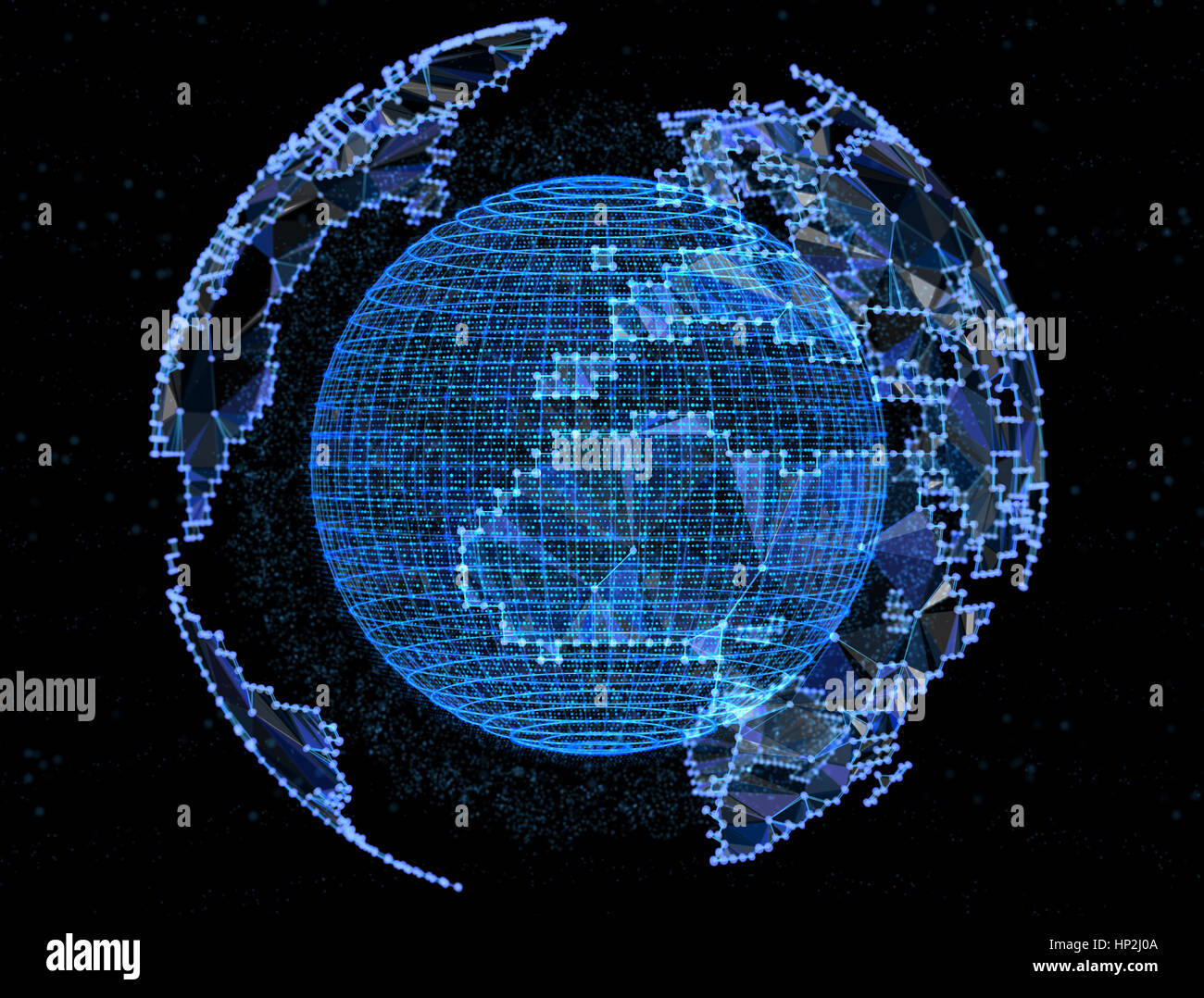 Planeta digital en las redes de telecomunicaciones de internet Foto de stock