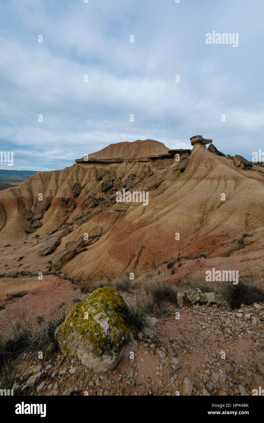 La Bardena Blanca, Parque Natural de Las Bardenas Reales, las reservas de la Biosfera de la UNESCO, semi-desierto, Navarra, España Foto de stock