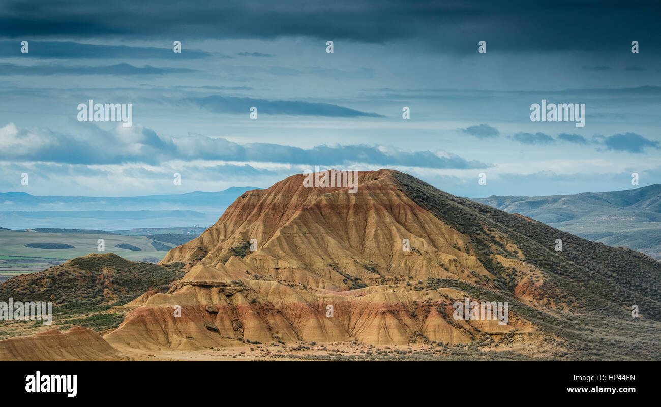 La Bardena Blanca, Parque Natural de Las Bardenas Reales, las reservas de la Biosfera de la UNESCO, semi-desierto, Navarra, España Foto de stock