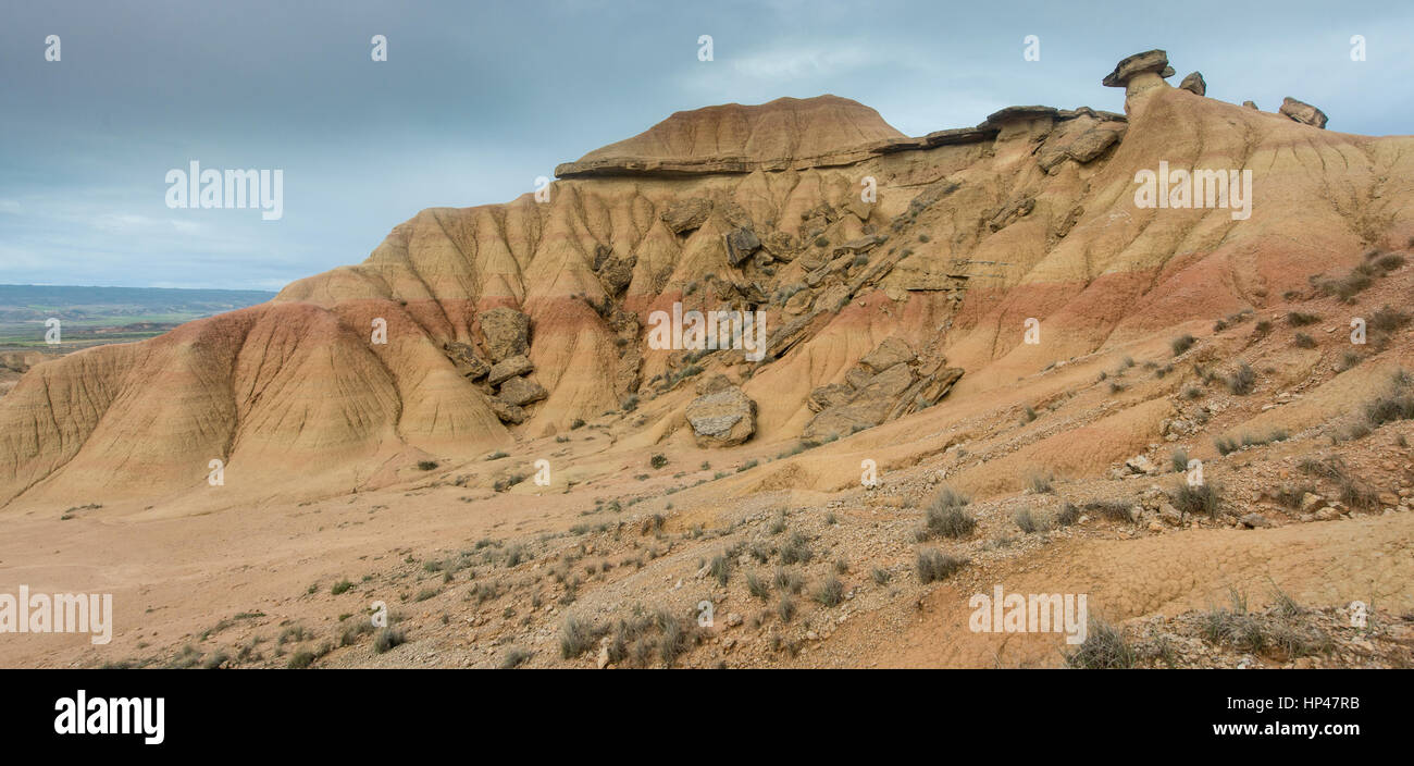 Cabezo de las cortinillas, Parque Natural de Las Bardenas Reales, las reservas de la Biosfera de la UNESCO, semi-desierto, Navarra, España Foto de stock