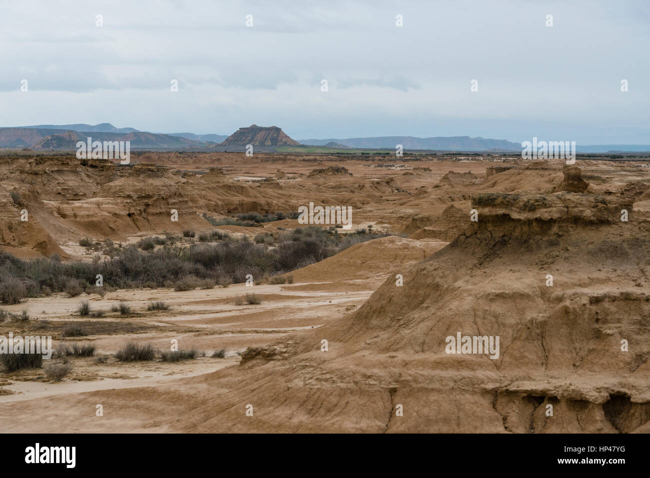 La Bardena Blanca, Parque Natural de Las Bardenas Reales, las reservas de la Biosfera de la UNESCO, semi-desierto, Navarra, España Foto de stock