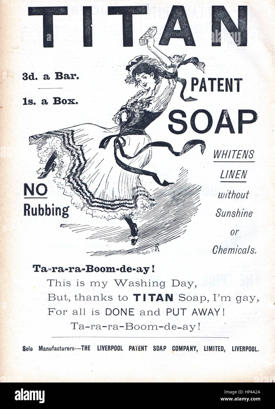 Anuncio de jabón jabón victoriano Titan 1892 Foto de stock