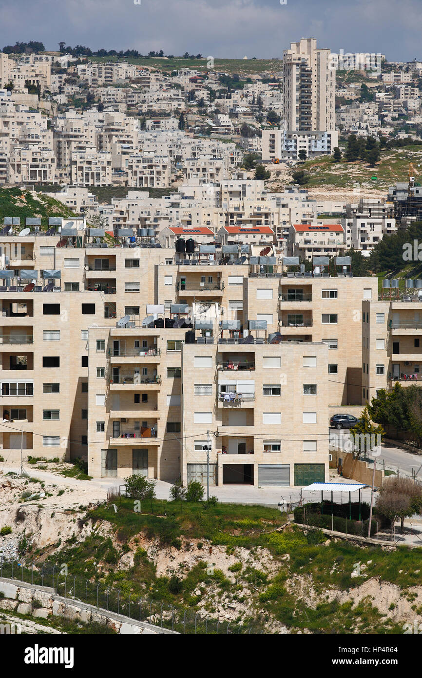 Los asentamientos israelíes cerca de la ciudad de Belén, en Palestina, en la ribera occidental, Israel Foto de stock