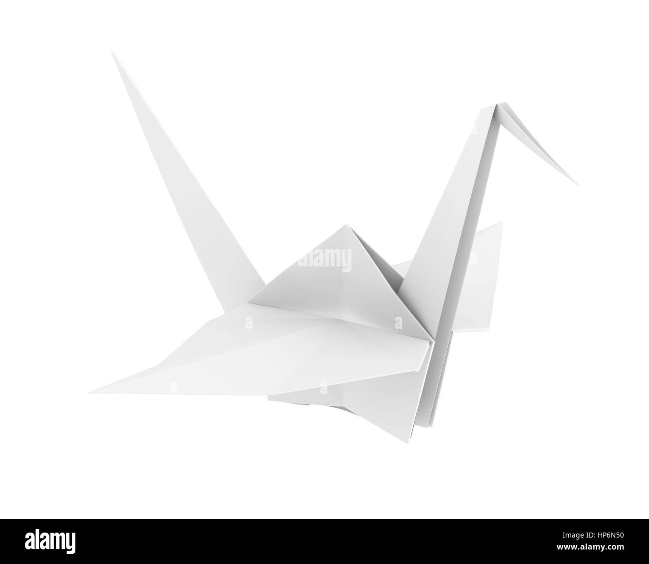 Origami papel aislado de grúa Foto de stock