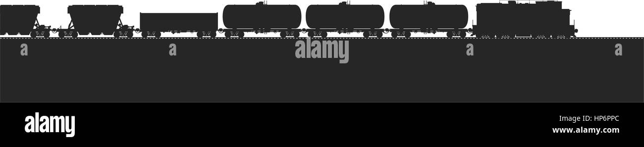 Tren con los vagones de mercancías Ilustración del Vector