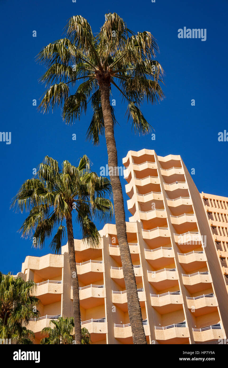 Hotel en Playa del Inglés, Maspalomas, en la isla de Gran Canaria Foto de stock
