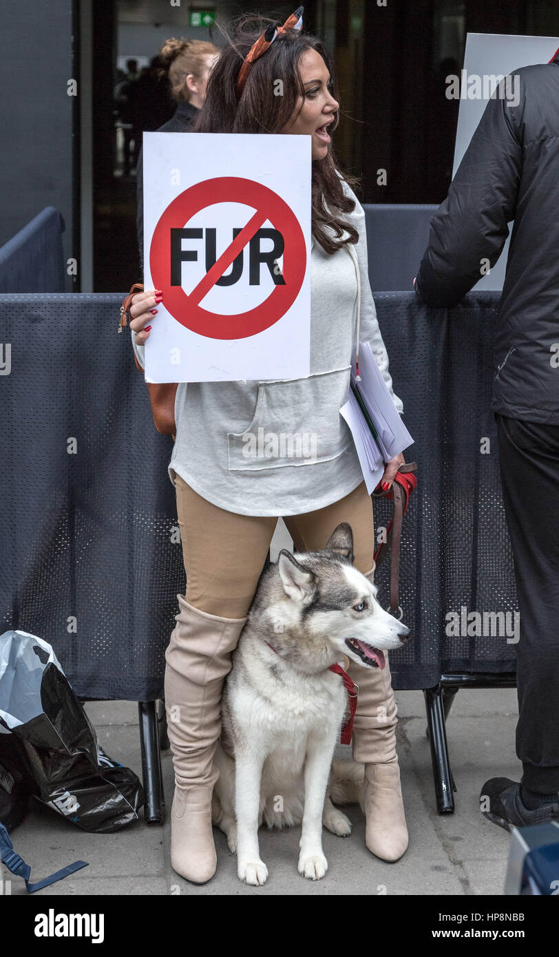Londres, Reino Unido. 19 Feb, 2017. Anti-Fur protestas durante la Semana de la Moda de Londres: Guy Corbishley de crédito/Alamy Live News Foto de stock