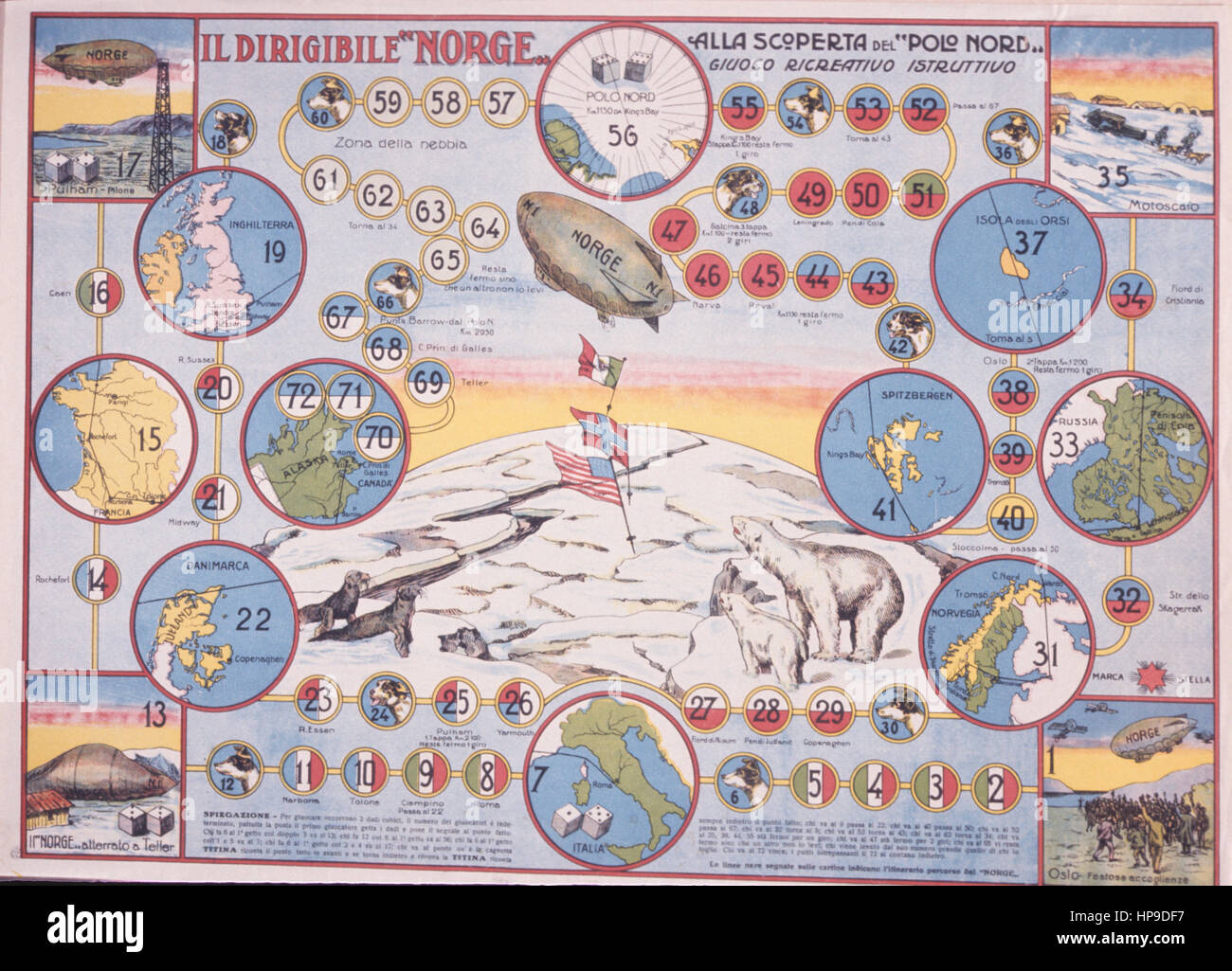 Il dirigibile norge,el descubrimiento del Polo Norte,juego recreativo educativo,1926 Foto de stock