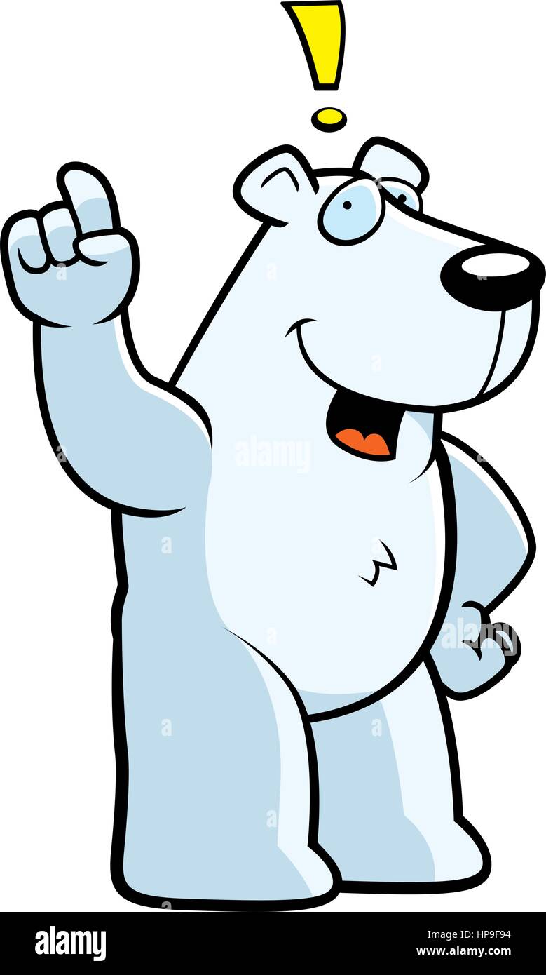 Un oso polar de dibujos animados feliz con una idea Imagen Vector de stock  - Alamy