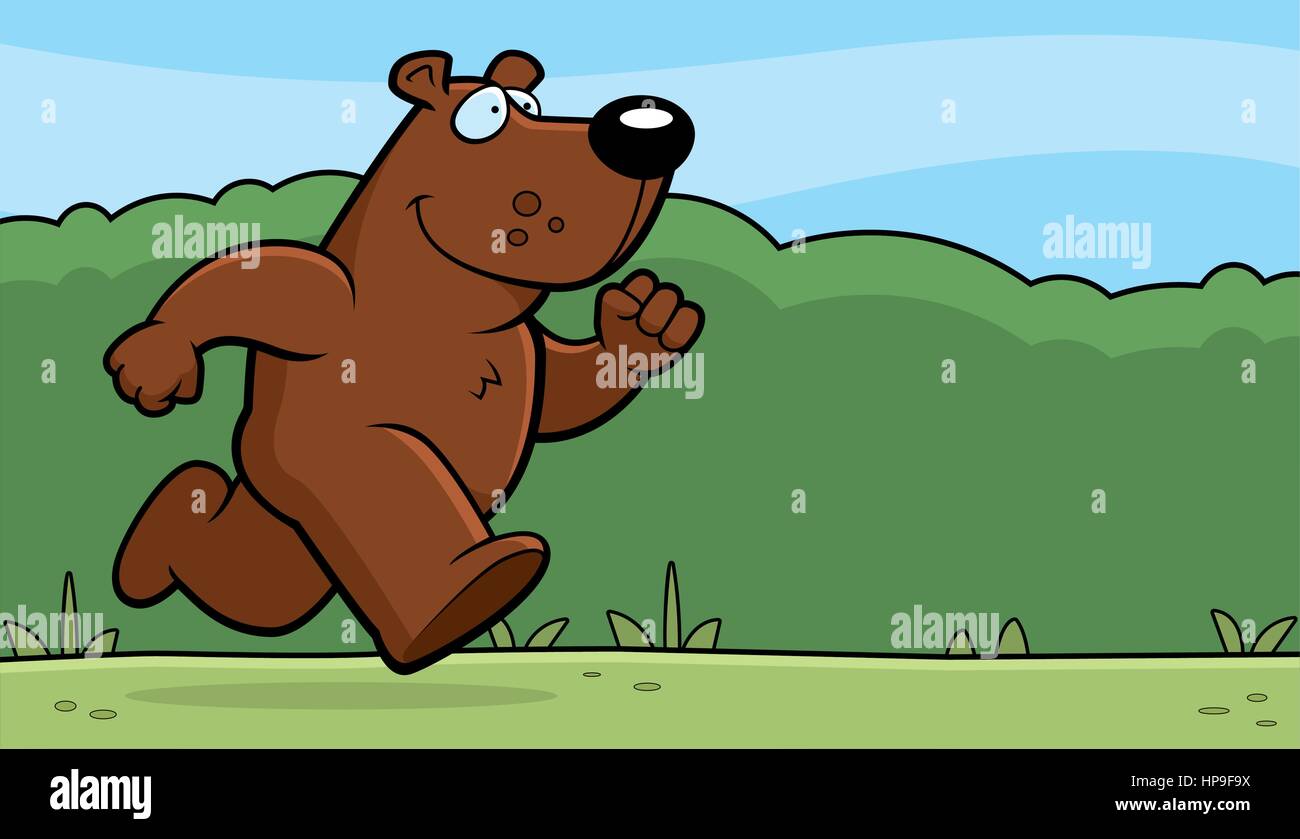 Un oso de dibujos animados feliz corriendo y sonriente Imagen Vector de  stock - Alamy