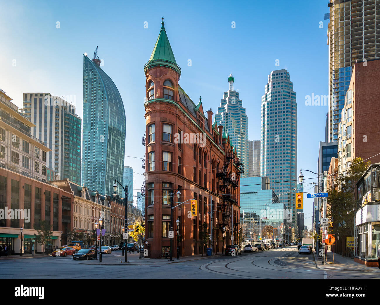 Gooderham o Flatiron Building, en el centro de Toronto - Toronto, Ontario, Canadá Foto de stock