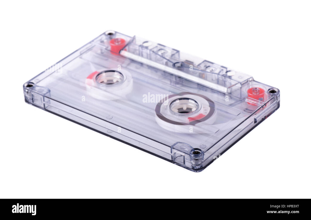 Viejas cintas de cassette de audio aislado sobre un fondo blanco. Foto de stock