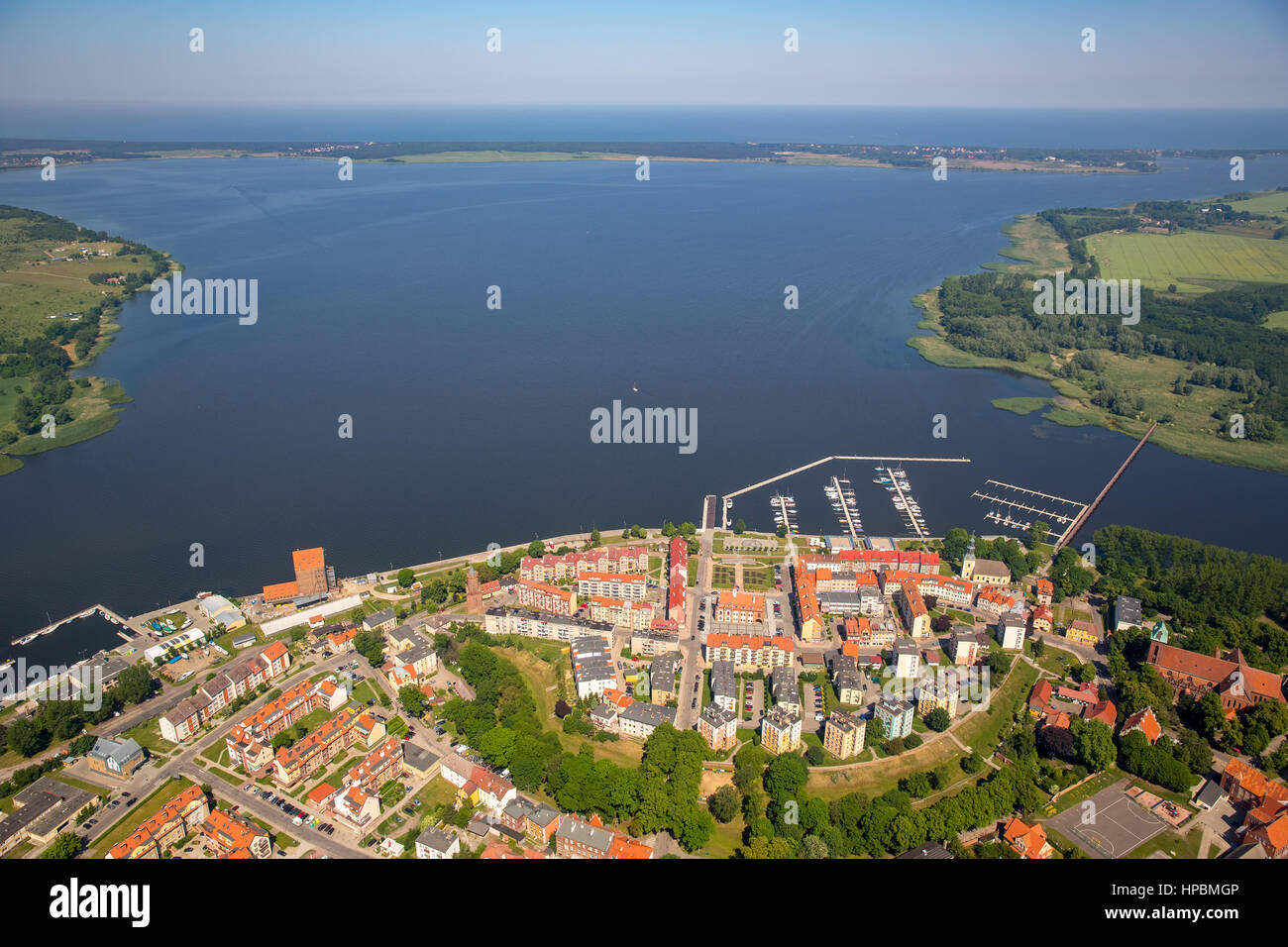 Kamień Pomorski, río Dziwna Dievenow, Cammin, Kammin, costa del Mar Báltico, Województwo zachodniopomorskie, Polonia Foto de stock