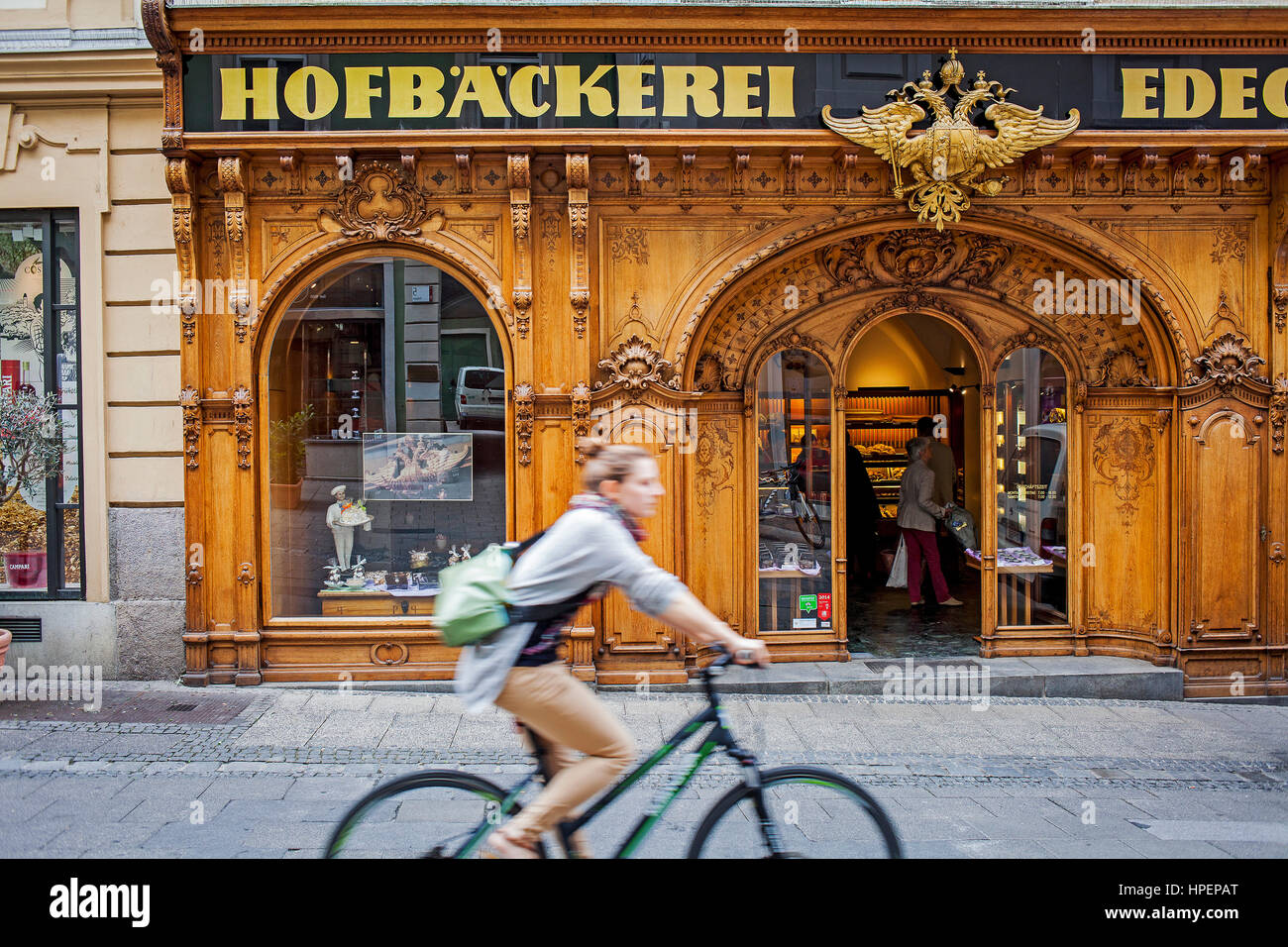 En Hofgasse Hofbaeckerei corte Edegger-Tax, panadería, Graz, Austria, Europa Foto de stock