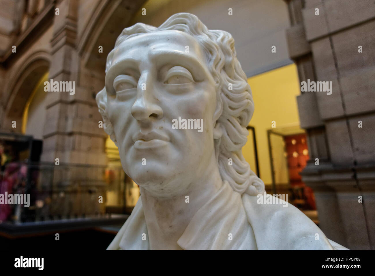 Busto de John Locke en Galería de Arte y Museo Kelvingrove Foto de stock