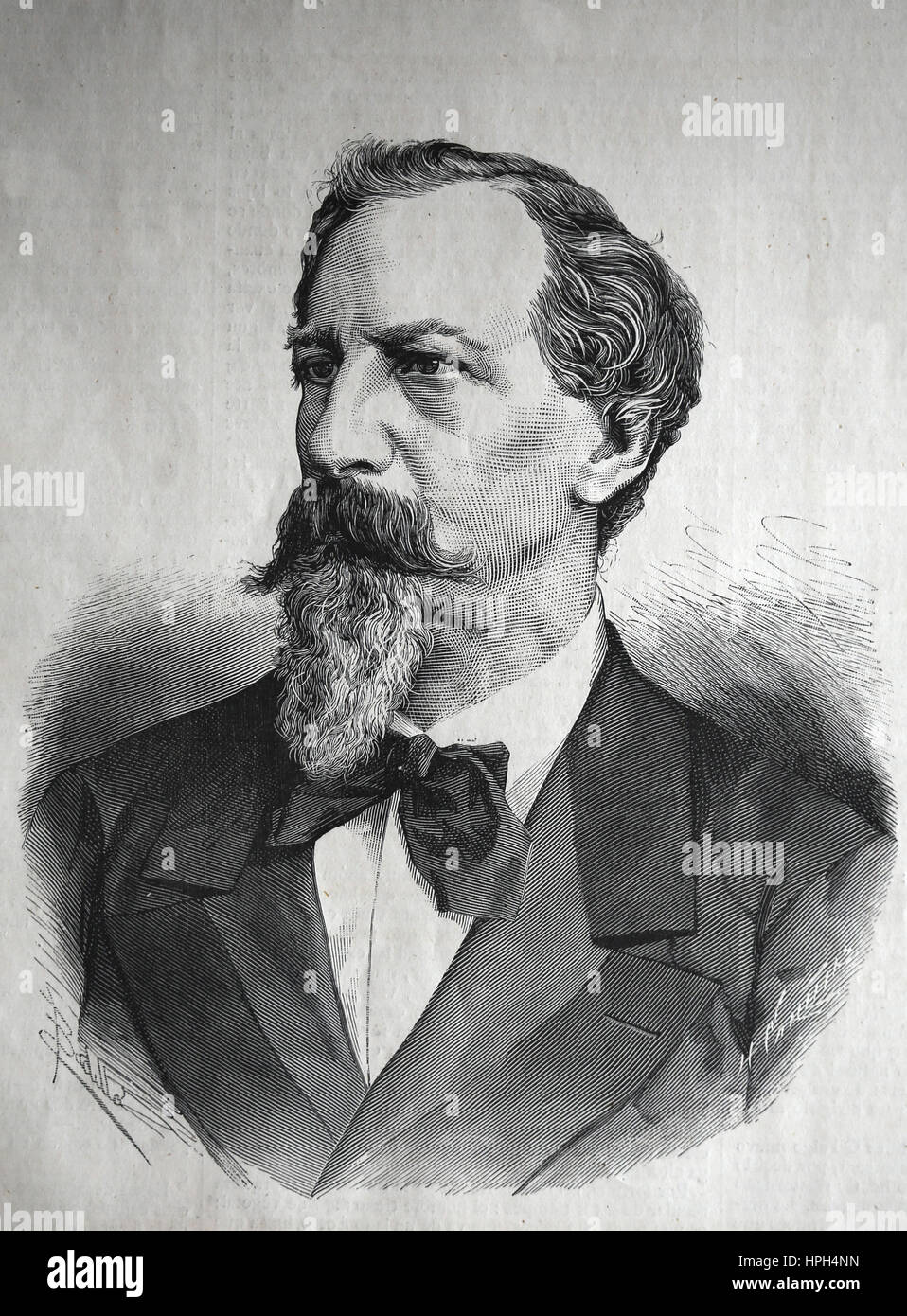 Fernando II de Portugal (1816-1885). Retrato. Grabado, 1882. La Ilustración española y americana, 1882. España. Foto de stock