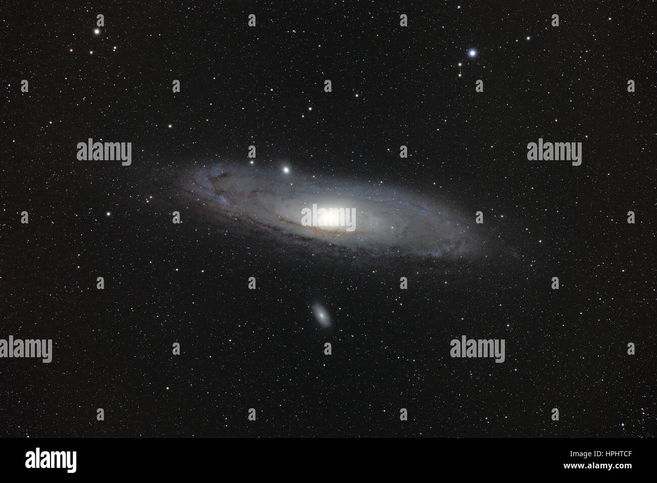 Francia, Marne. Región de Esternay. Andrómeda. La gran galaxia Andrómeda Messier 31, como se ha visto en un telescopio de aficionado. Foto de stock