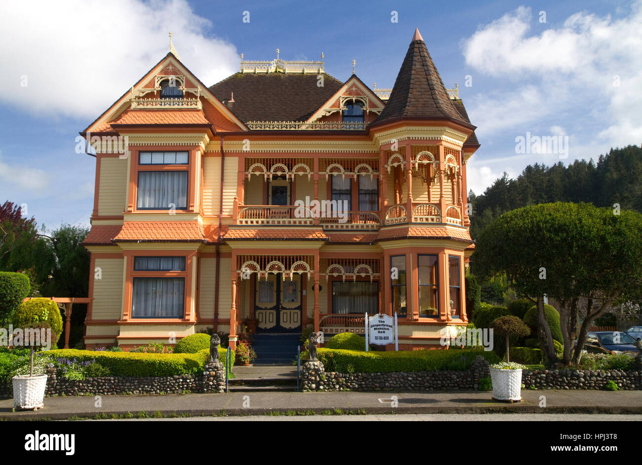 La arquitectura victoriana casa en Ferndale, California, USA. Foto de stock