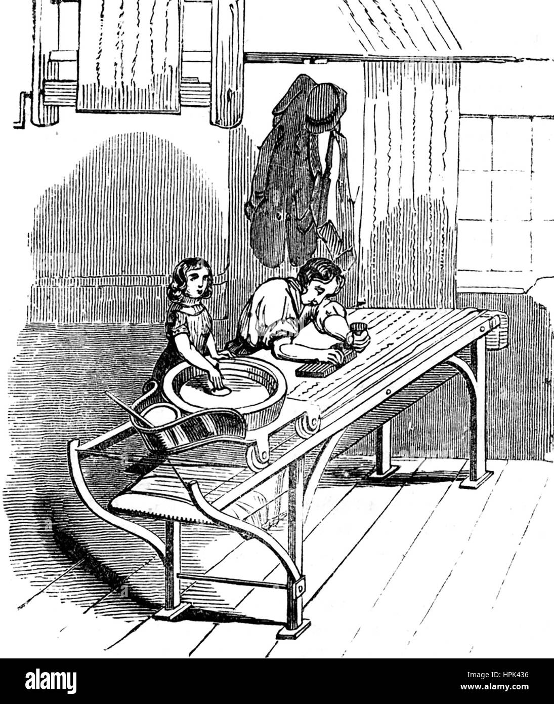 Bloqueo de la impresión del calicó 1850 Foto de stock