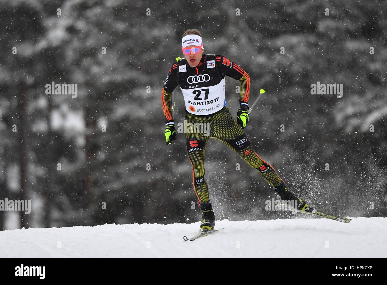 Lahti, Finlandia. 23 Feb, 2017. Atleta alemán Sebastian Eisenlauer en el Campeonato Mundial de Esquí Nórdico de 2017 en Lahti, Finlandia, 23 de febrero de 2017. Foto: Hendrik Schmidt/dpa-Zentralbild/dpa/Alamy Live News Foto de stock