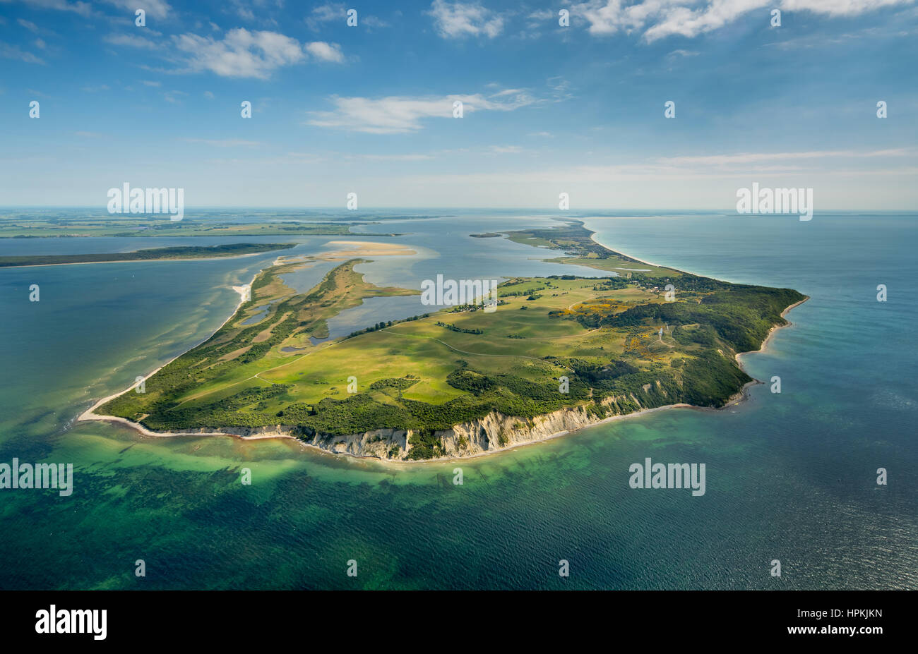 Vista desde el norte de la isla, Isla Hiddensee Hiddensee, costa báltica, Pomerania Occidental, Mecklenburg-West Pomerania, Alemania Foto de stock