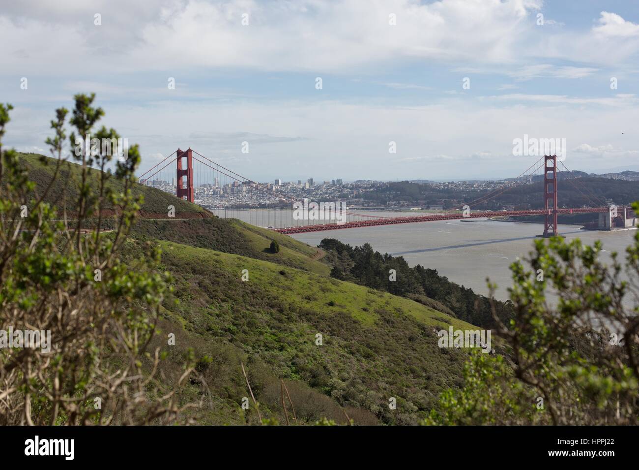 Una vista del Puente Golden Gate y San Francisco, de Marin. Foto de stock