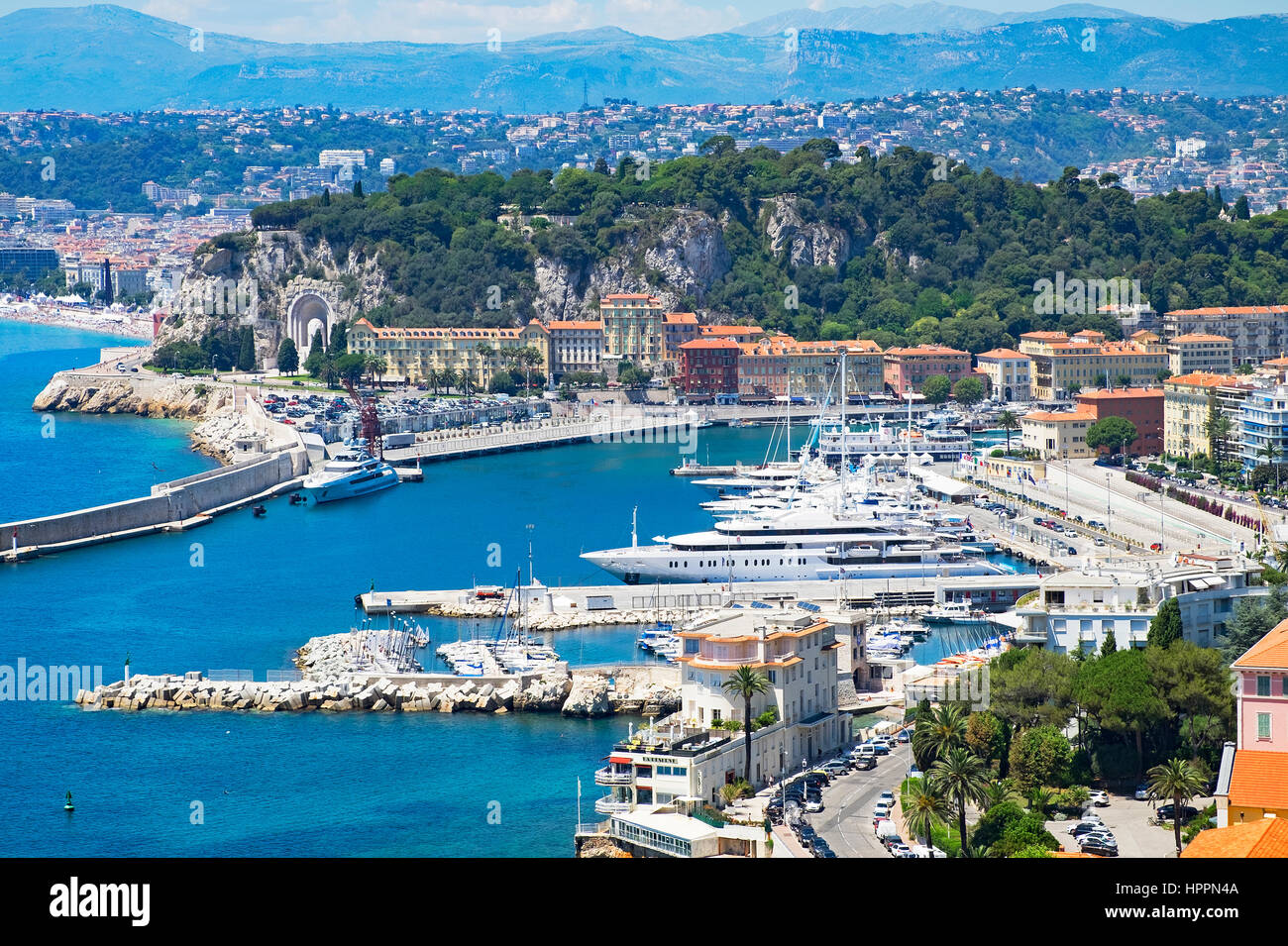 El puerto de la ciudad de Niza, Francia. Foto de stock