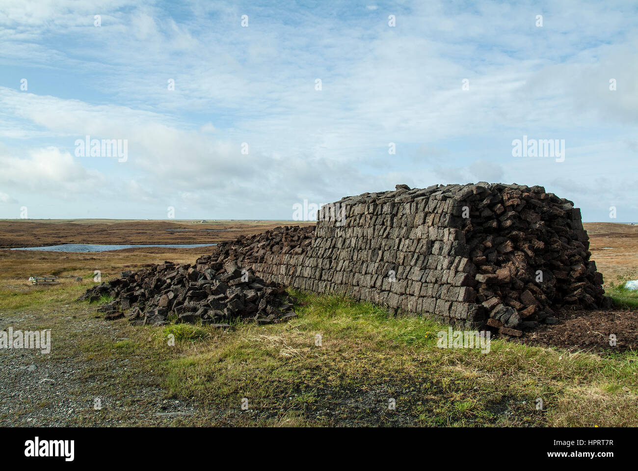Pila de turba en South Uist, Outer Hebrides Foto de stock