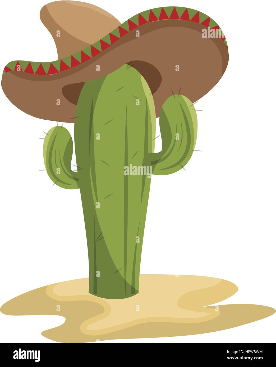 Dibujo animado de cactus con sombrero mexicano en el desierto Imagen Vector  de stock - Alamy