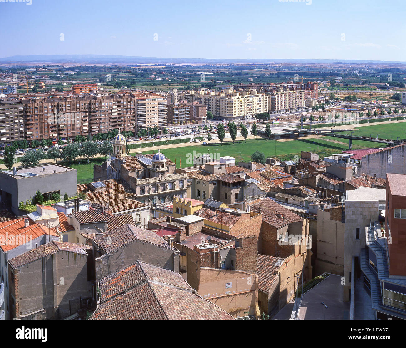 Vista de la ciudad desde la ciudadela, Jaca, Huesca, Aragón, el Reino de España Foto de stock